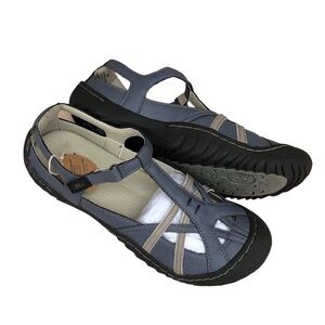 JBU Jambu Dune Encore Memory Foam Vegan Leather Gray Outdoor Flat Mary Janes 8M